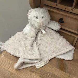Blankets & Beyond Teddy Bear Baby Lovey Security Blanket Nubby Well-loved White